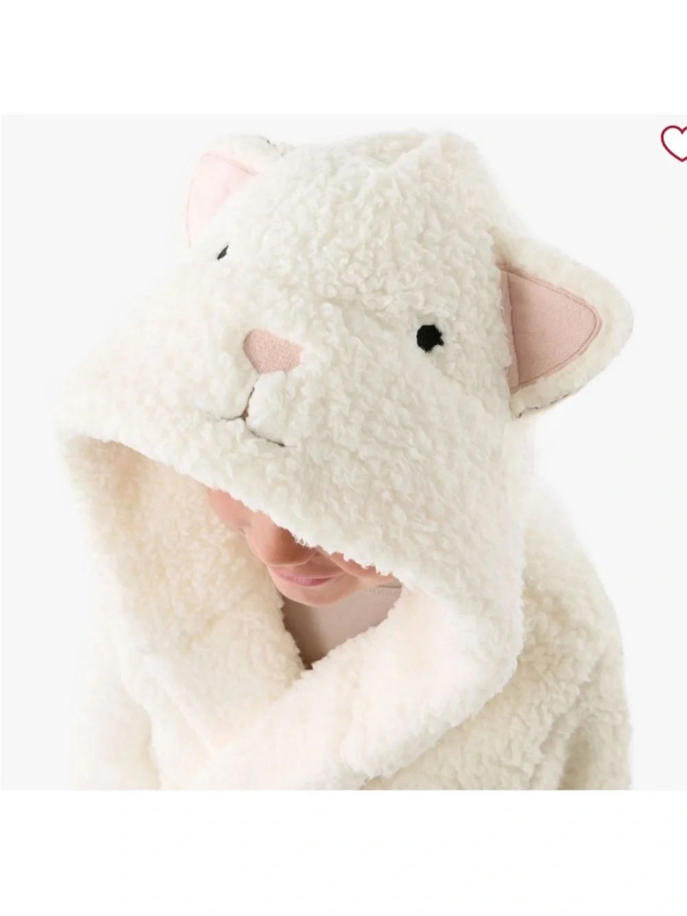 PBK Pottery Barn Kids Hooded Plush Sherpa Critter Robe Kitty Ears White Sz 4-6